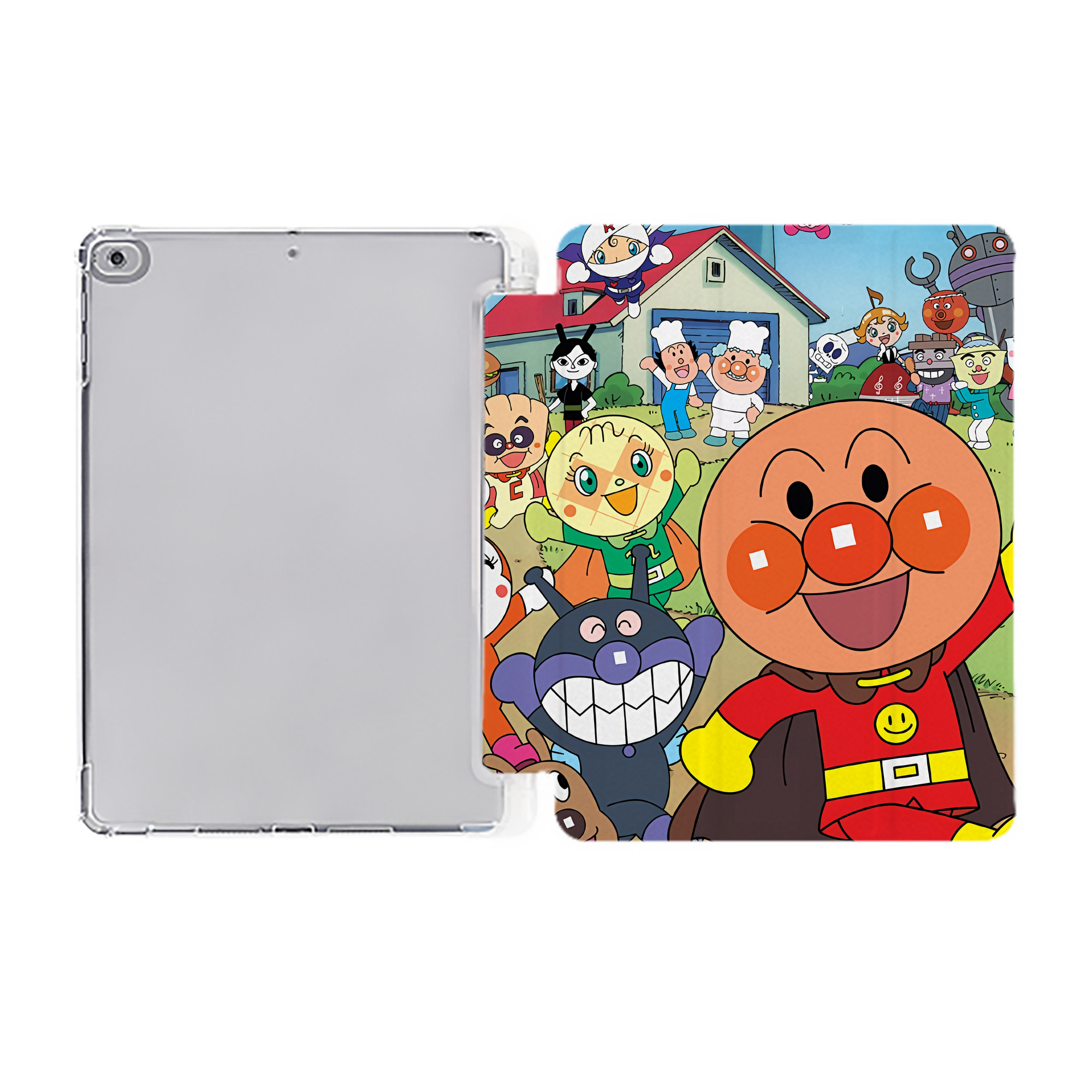 （画像用） アンパンマン Anpanman IPad ケース ペン収納付き 三つ折りスタンド PUレザー×シリコン 対応機種9.5/10.5/10.9インチ